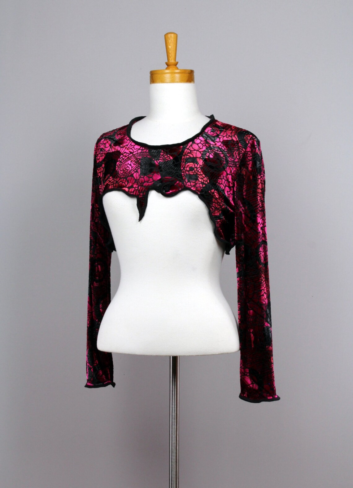 Shrug velvet pink and black/crop top sweater velvet/top Etsy