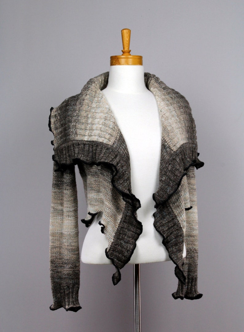 Jacket brown upcycled sweater recycled clothesshoulder warmer upcycled clothingBolero brownVest wintervest women greyBolero grey