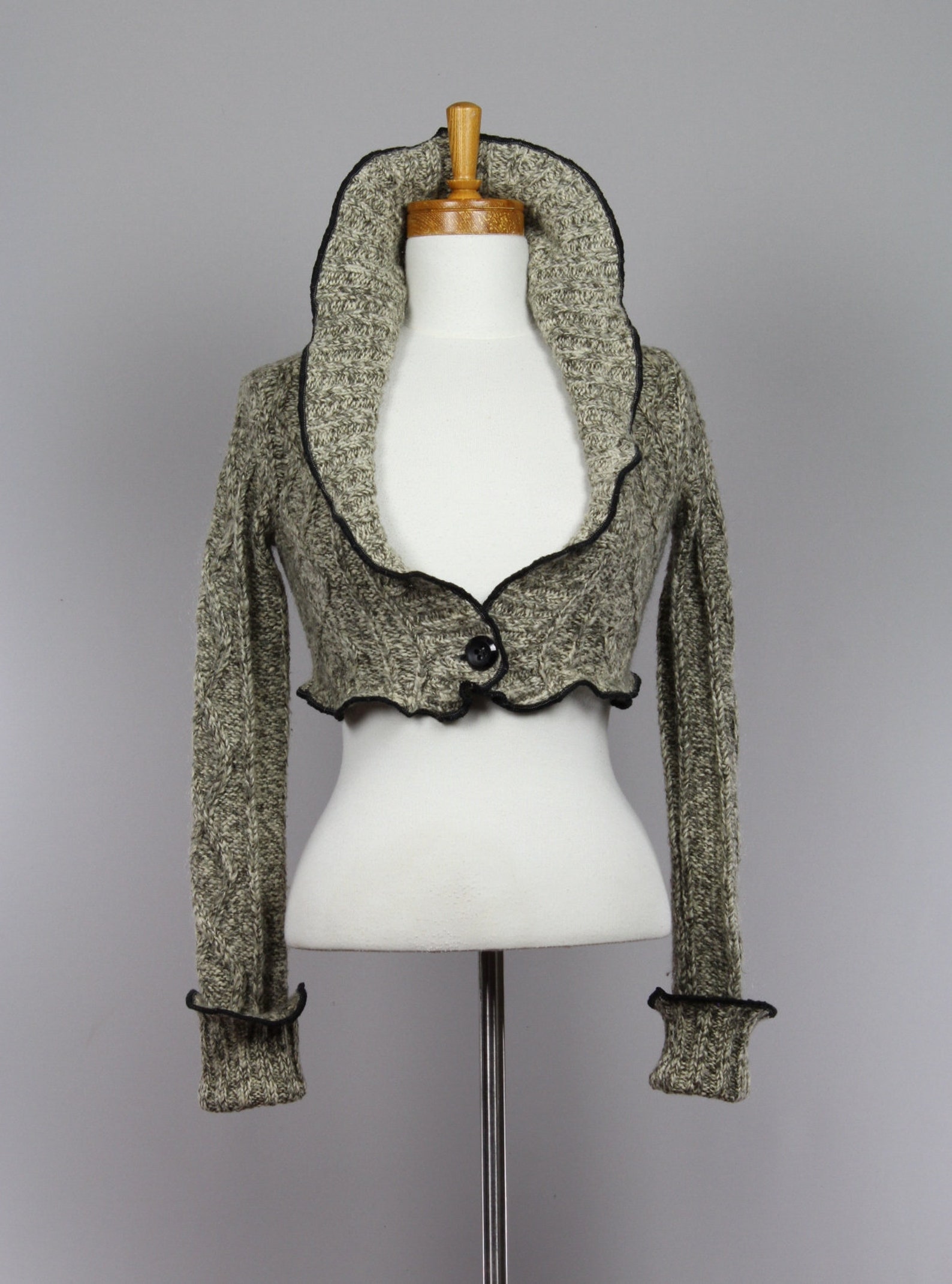 Khaki beige bolero jacket long sleeves woman recycled Etsy