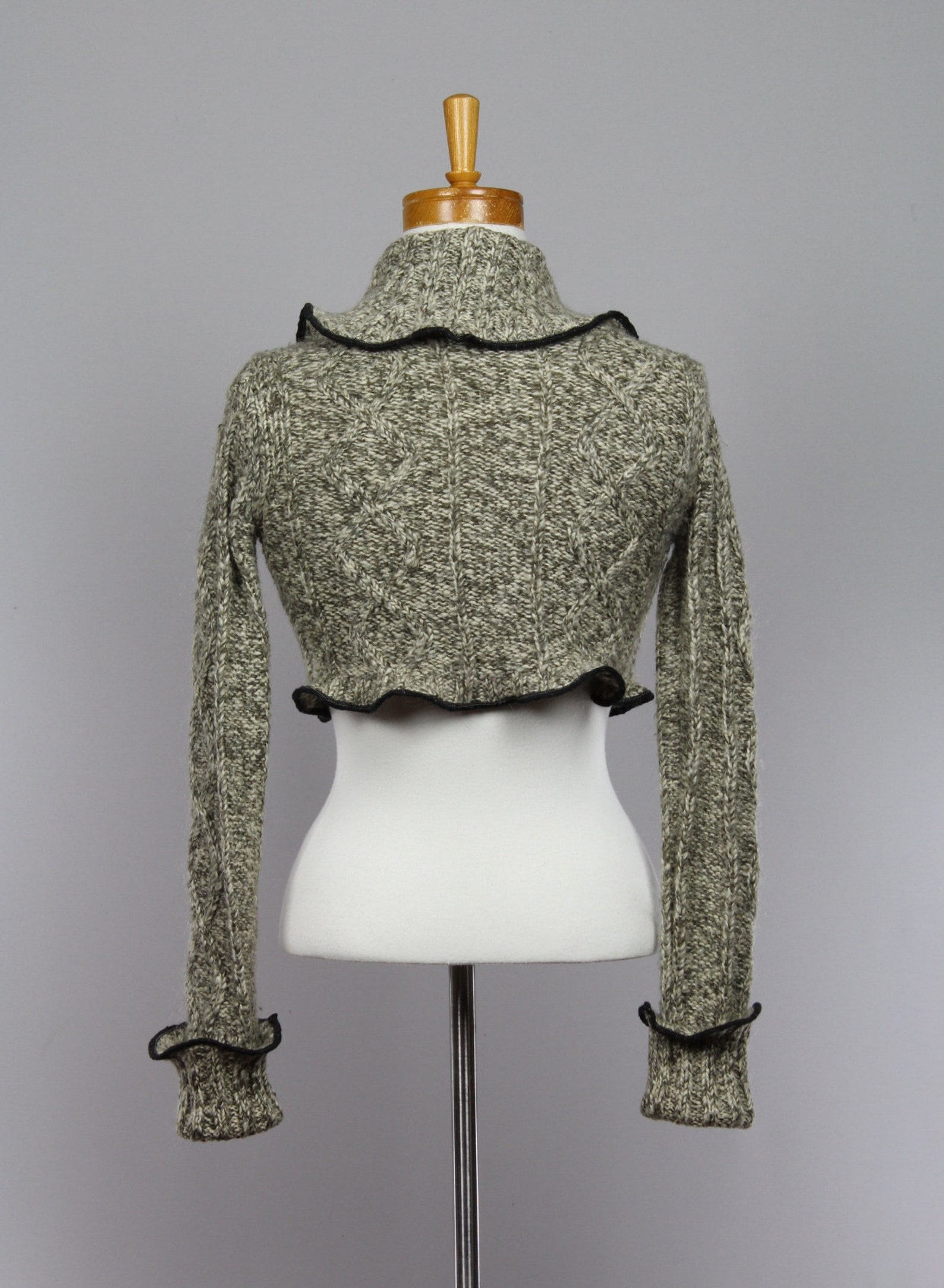 Khaki beige bolero jacket long sleeves woman recycled Etsy