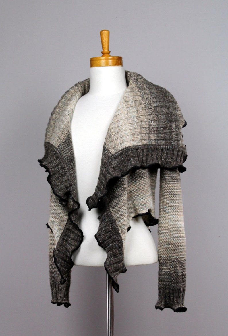 Jacket brown upcycled sweater recycled clothesshoulder warmer upcycled clothingBolero brownVest wintervest women greyBolero grey