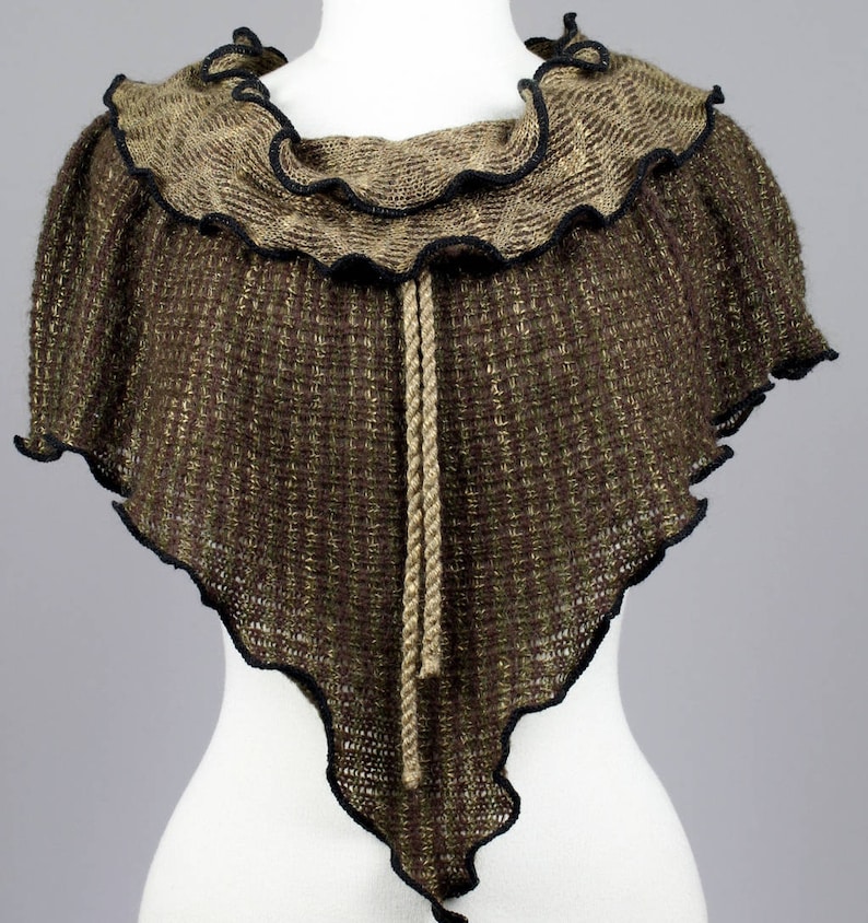 one of kind piece wrist warmer neck warmer upcycled clothing Wool recycled sweater warm neck brown beige neck cover