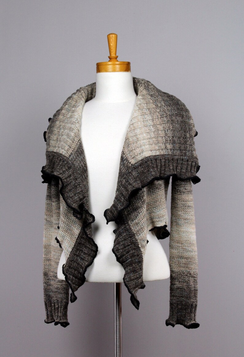 Jacket brown upcycled sweater recycled clothesshoulder warmer upcycled clothingBolero brownVest wintervest women greyBolero grey