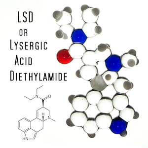 Lampworked Glass LSD Molecule Model - Standard Colors