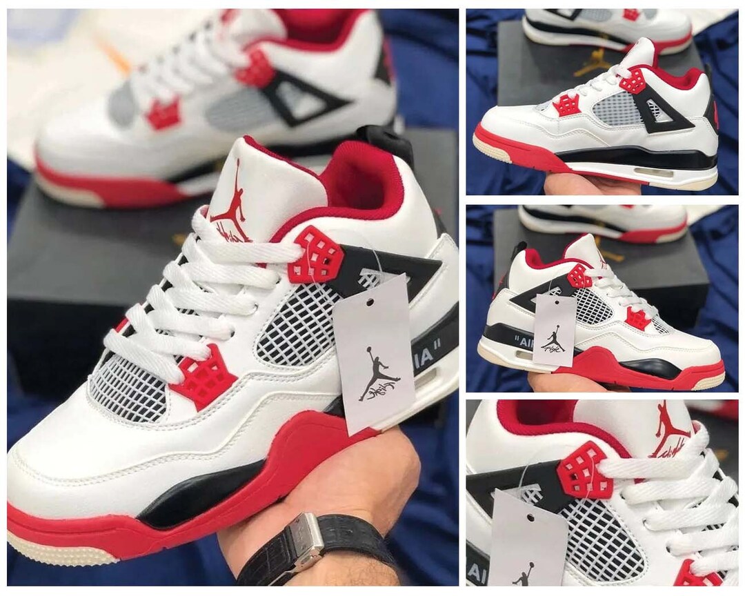 retro jordan 4 red and white