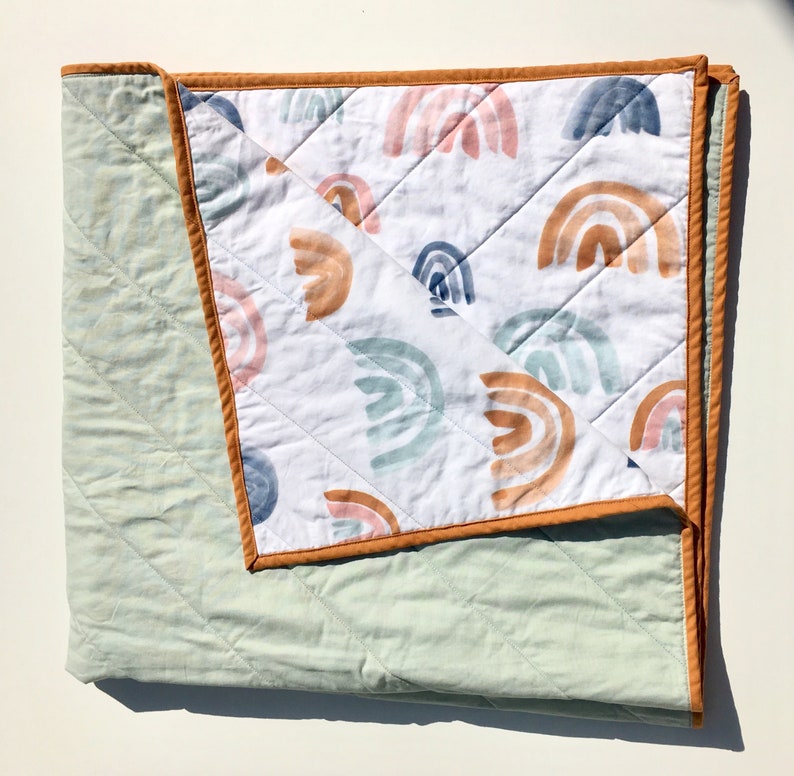 Rainbow Baby Quilt Toddler Cot Quilt Modern Crib Bedding Etsy