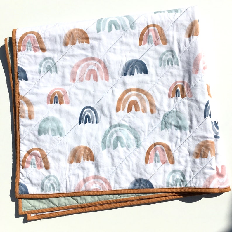 Rainbow Baby Quilt Toddler Cot Quilt Modern Crib Bedding Etsy UK