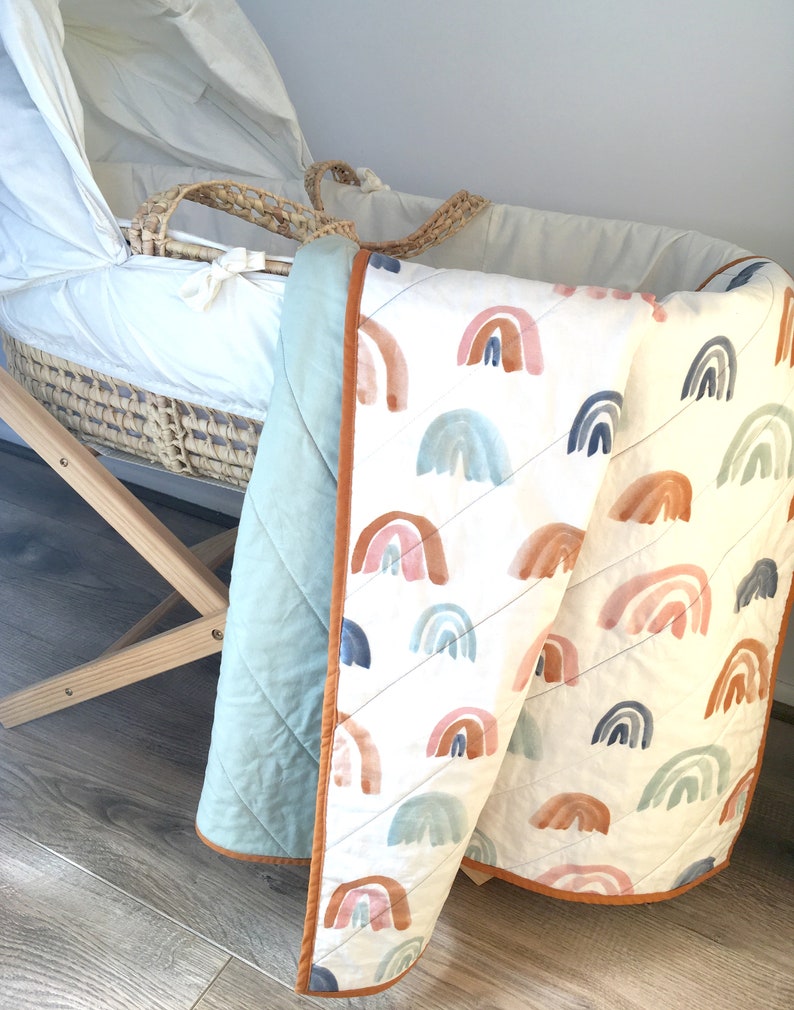 Rainbow Baby Quilt Toddler Cot Quilt Modern Crib Bedding Etsy UK