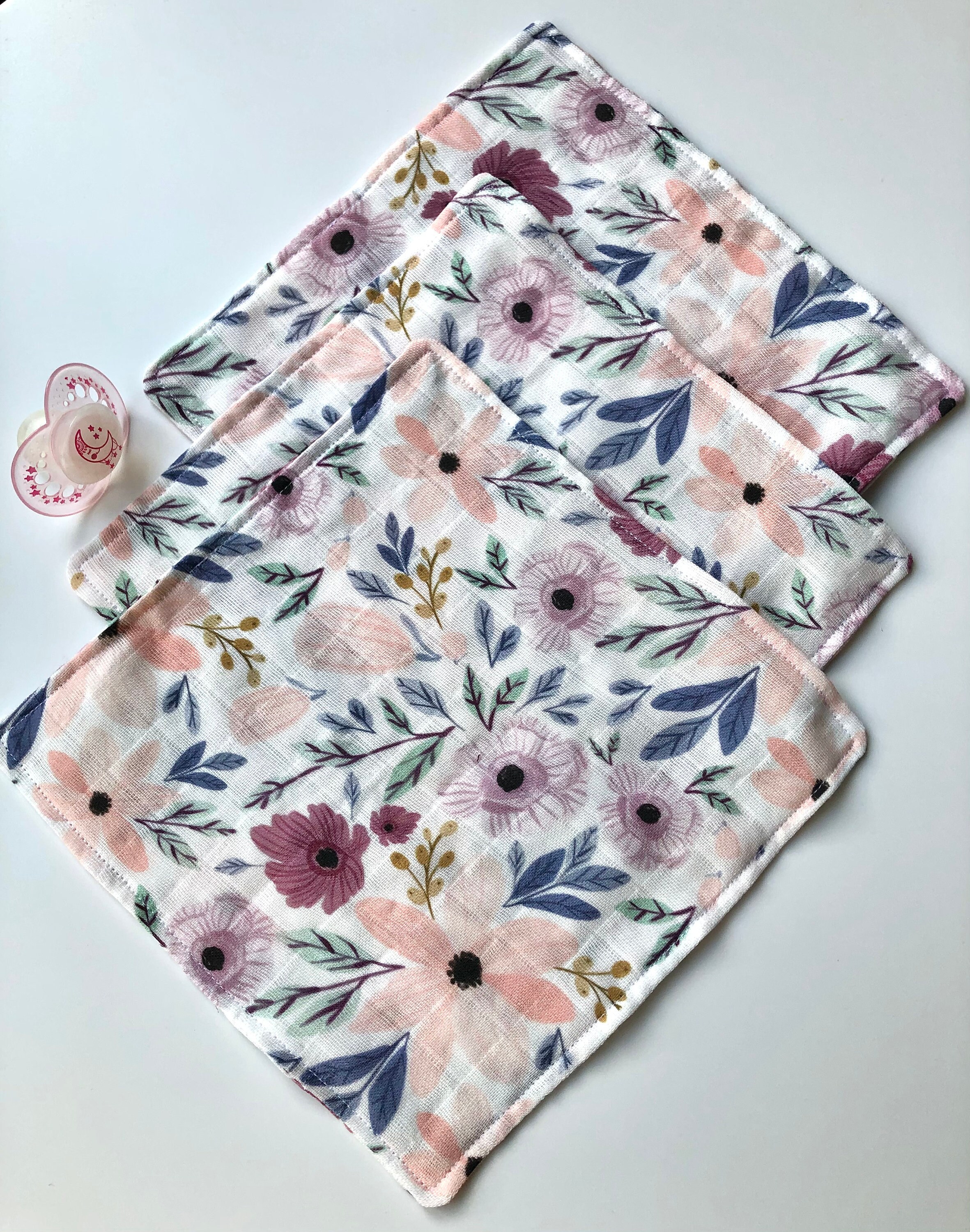 Floral Muslin Squares Baby Muslin Cloths Flower Muslin Etsy