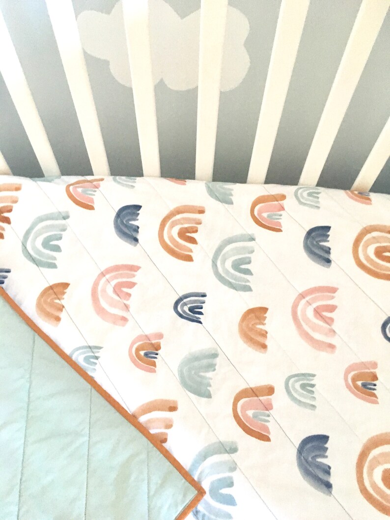 Rainbow Baby Quilt Toddler Cot Quilt Modern Crib Bedding Etsy