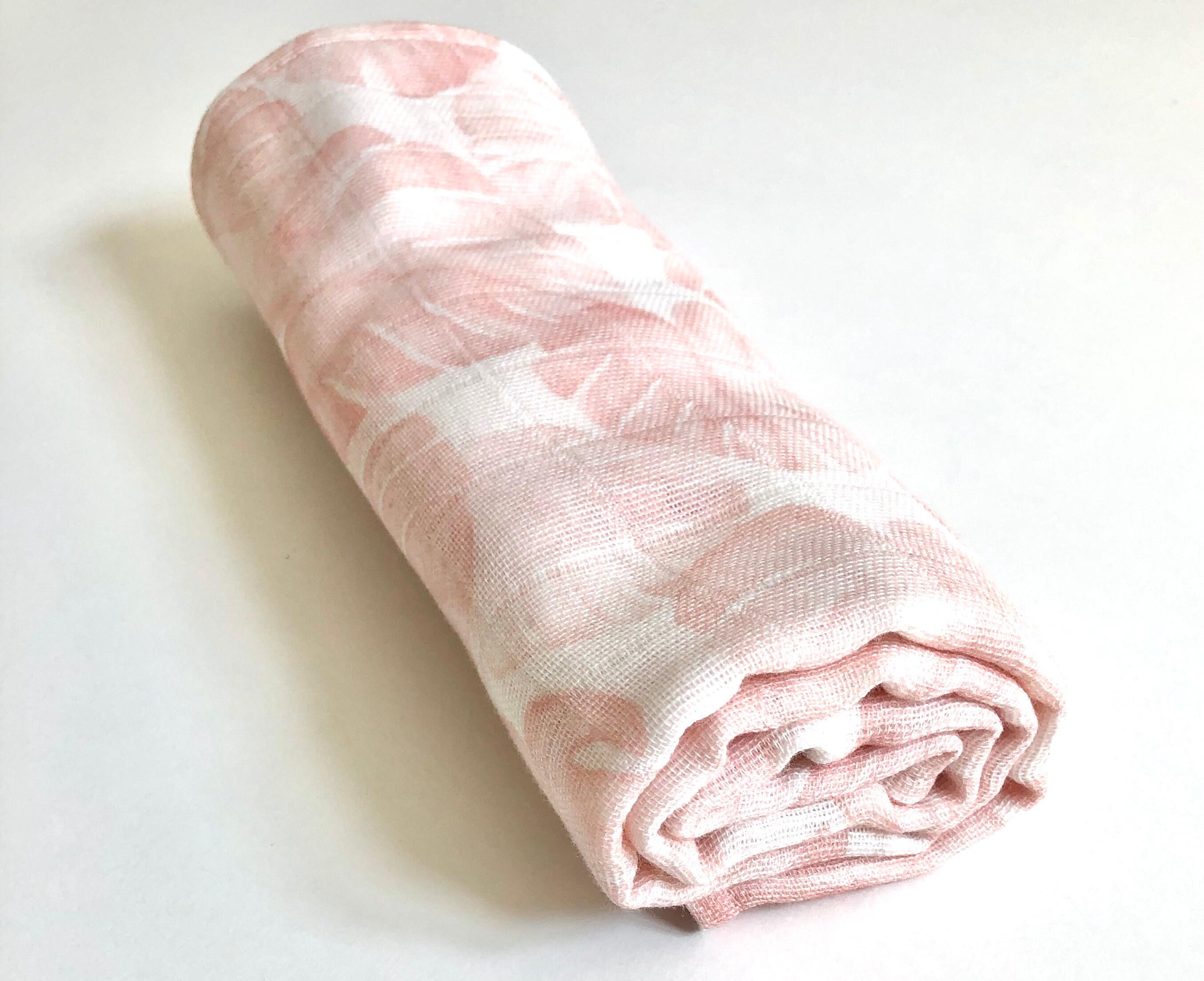 Baby Girl Muslin Cloth Baby Comforter Pink Palm Leaf Muslin Pink Patterned Muslins Pink Muslin Squares