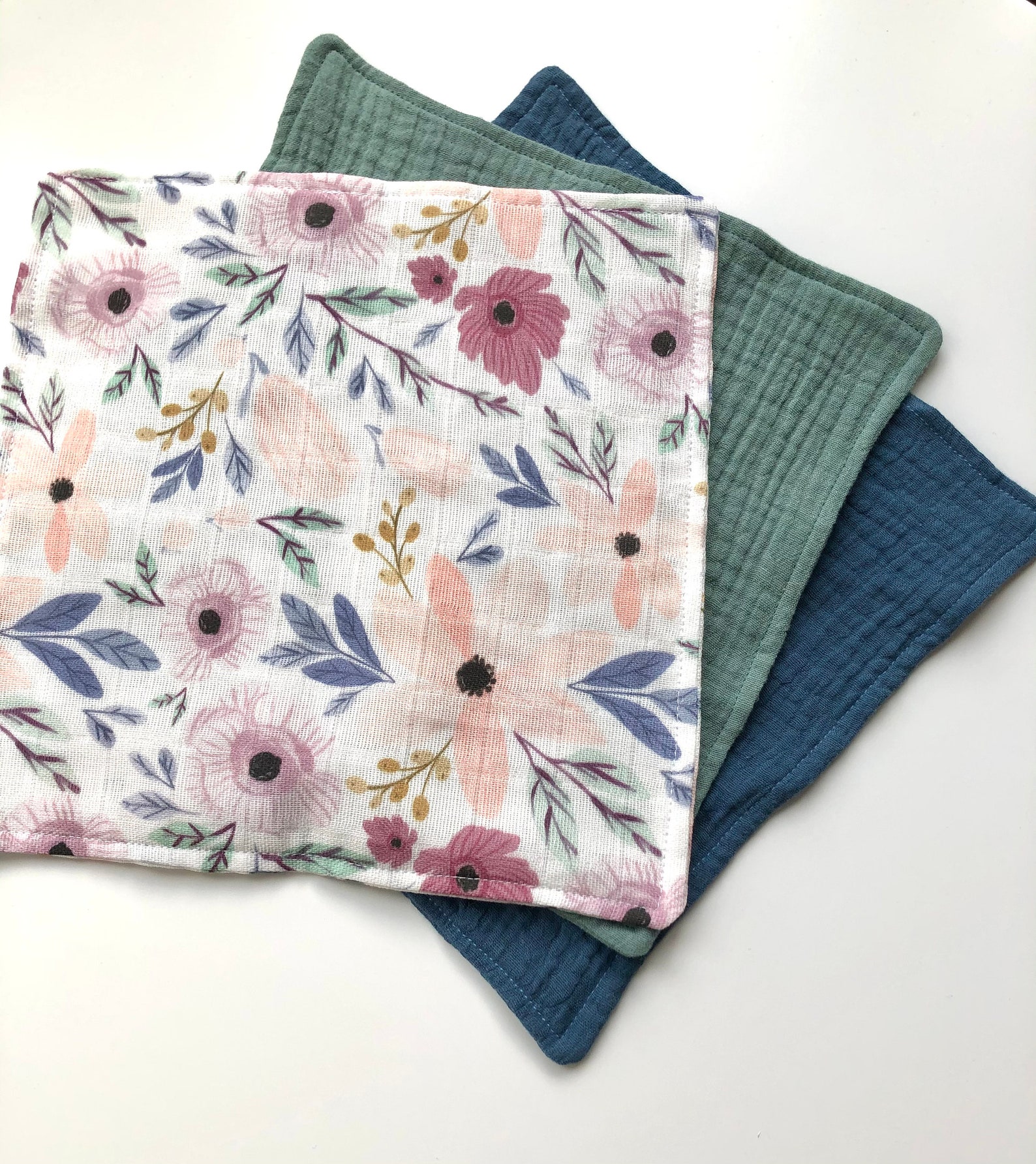 Floral Muslin Squares Baby Muslin Cloths Flower Muslin Etsy