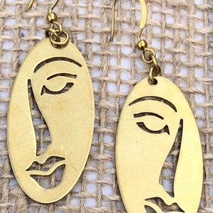 Brass &quot;face&quot; earrings