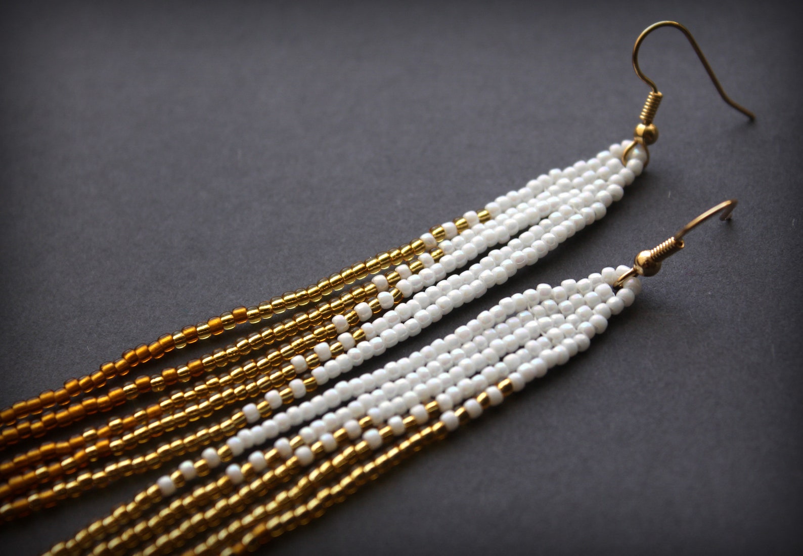 Shoulder duster beaded earrings Long shoulder length earrings Etsy