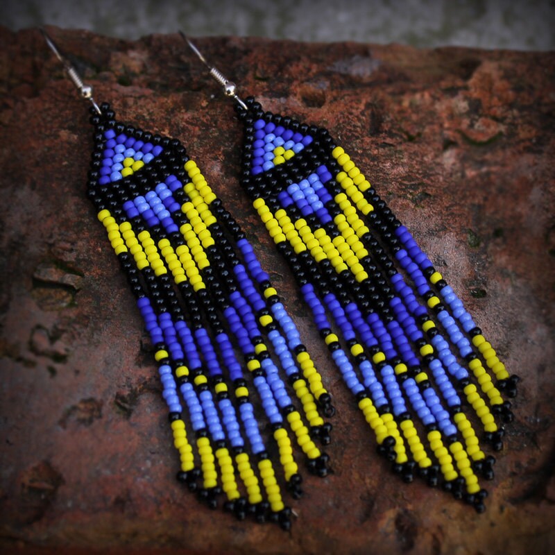 Ethnic Beaded Face Charm Longer Earrings