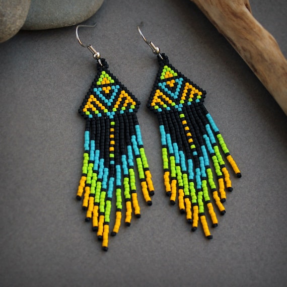 Ethnic Beaded Face Charm Longer Earrings