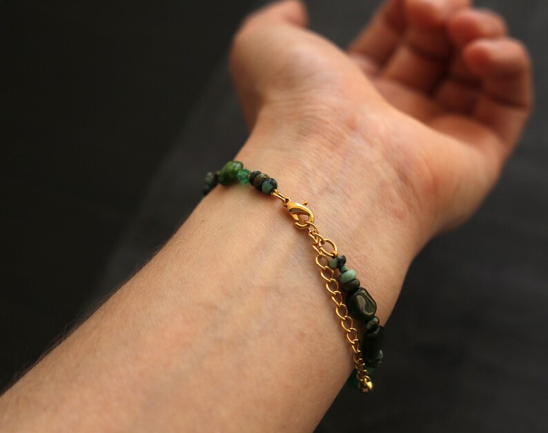 Green stone bracelet Beaded bracelet Gemstone jewelry Boho bracelet for women Bohemian jewelry Natural Stone Bracelet Unique bracelet