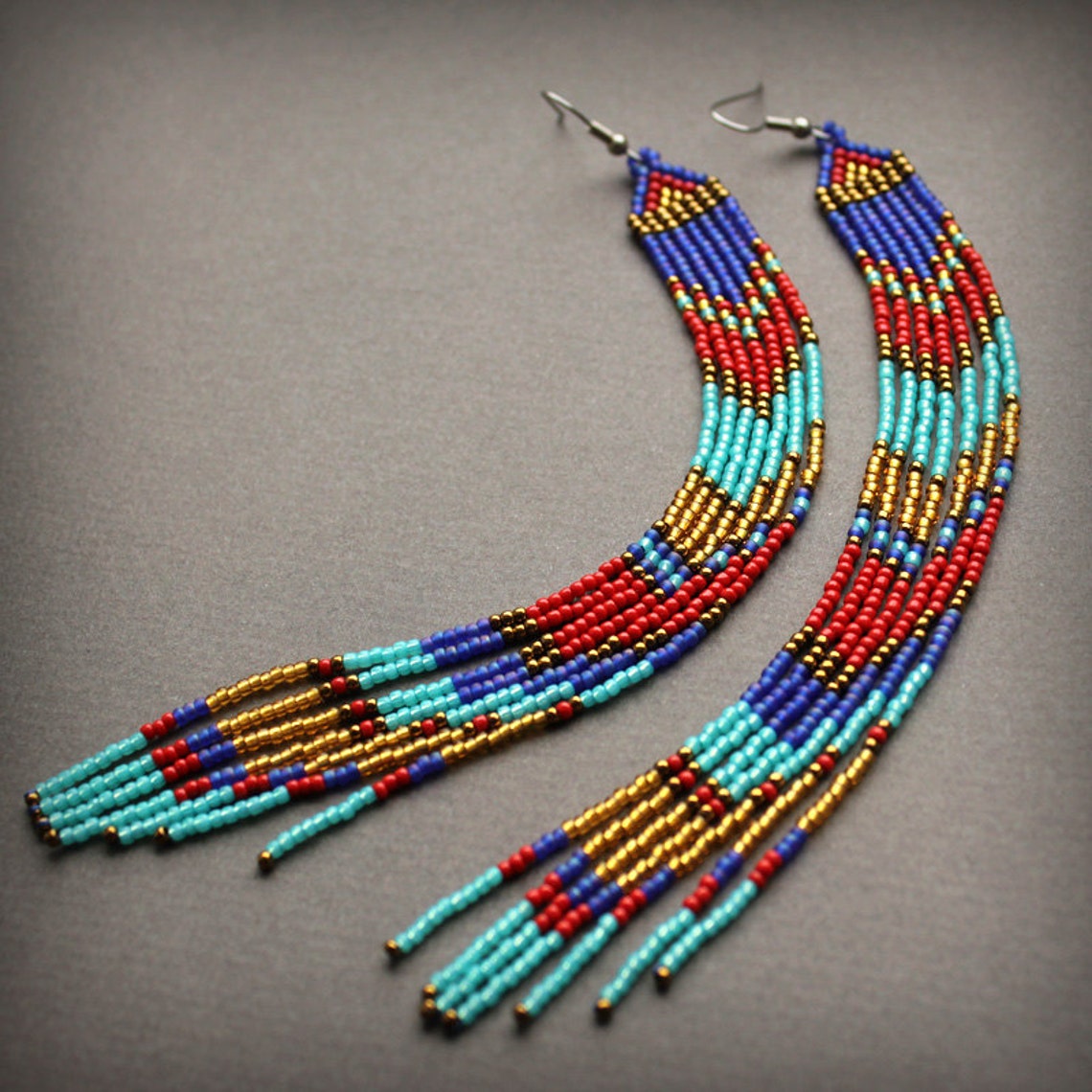 Shoulder duster earrings Extra long earrings Very long beaded Etsy