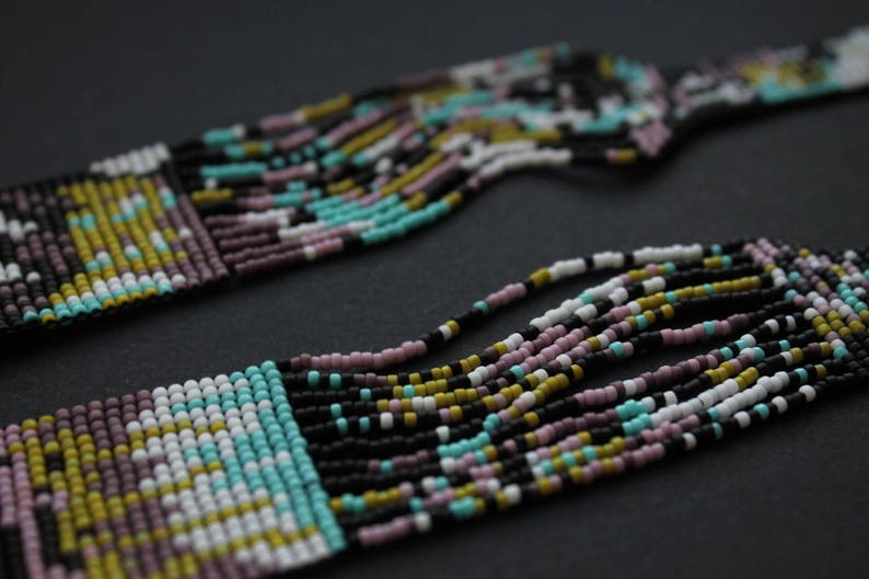 Unusual beaded necklace Abstract modern jewelry Long seed bead Etsy