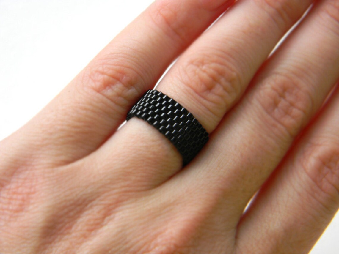 Womens black ring Black ring for women Womens pinky ring Black Etsy