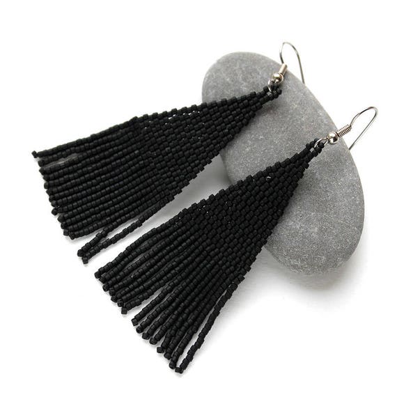 black beads ear rings