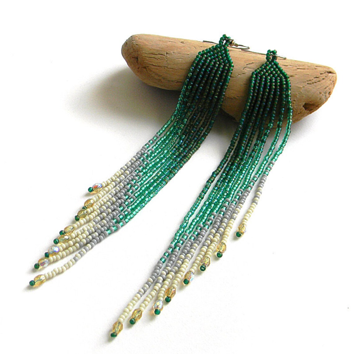 Extra long earrings Long beaded earrings Seed bead earrings Etsy