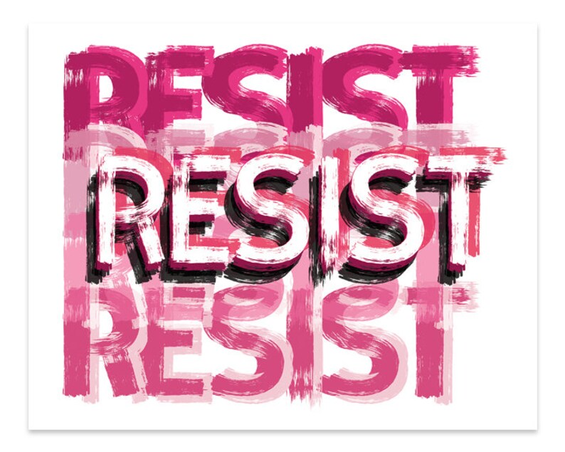 RESIST Protest for Women's Rights Pink wall art Etsy