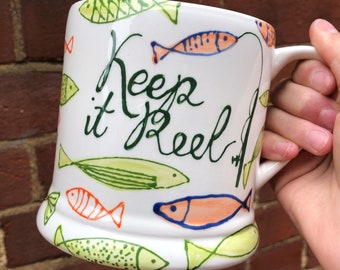 Personalised Fishing Mug - Personalised Birthday gift, Father's Day present, 40th Birthday Gift, Keep it Reel, Gone Fishing