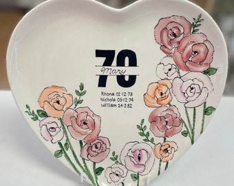 Traditional Floral Birthday Plate Gift for Her - Mum, Wife, Grandma, Nan