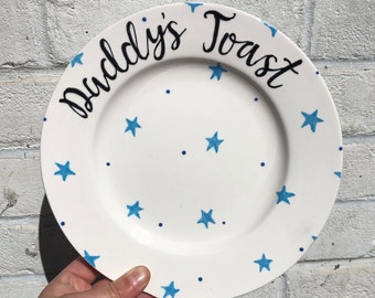 Hand Painted 'Daddy's Toast' Star Design Ceramic Plate