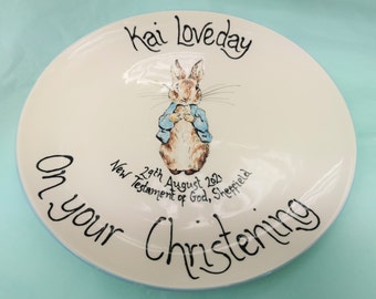 Peter Rabbit Christening Gift Personalised Plate/Pottery