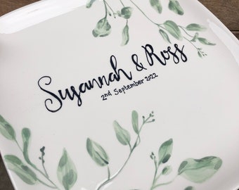 Botanical Wedding Plate - Personalised Wedding Gift, Wedding present, Special Wedding Gift