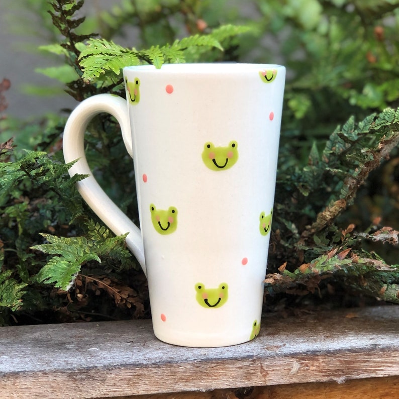 Personalised Frog Mug, name mug, frog design, handpainted pottery, birthday gift mug image 2