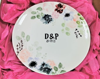 Floral Wedding Plate Personalised Gift