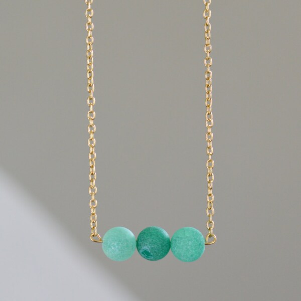 15% OFF SALE /// Natural Agate Essential Oil Diffuser Necklace, Aromatherapy Necklace, Teal