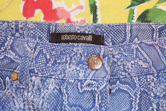 Roberto Cavalli Periwinkle Blue Snakeskin Print D… - image 2