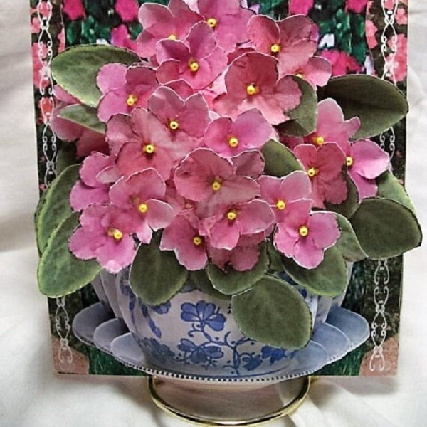 AFRICAN VIOLETS MEMORIAL - 3D paper sculpted art display - personalized - designer handcrafted - unique