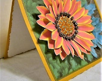 HORIZONTAL SUNFLOWER - 3D notecard/art display - all-occasion - designer handcrafted - unique