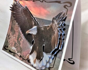 DESERT EAGLE -  3D note card/art display - all-occasion - designer handcrafted - unique
