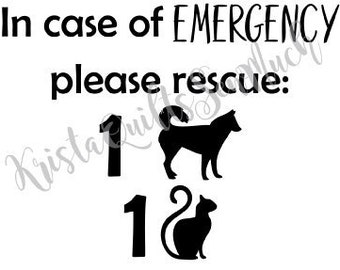 In case of emergency - Pet rescue decal