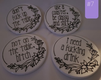 Sassy, sweary coasters (set of four)