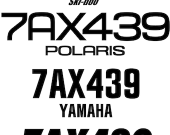 Snowmobile registration decals - single colour (Set of two)