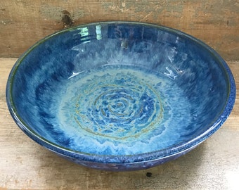 Shallow Fruit Bowl in Blue Surf glaze...dreamy to look at...perfect size for your fruit, pasta, salad, or any side dish