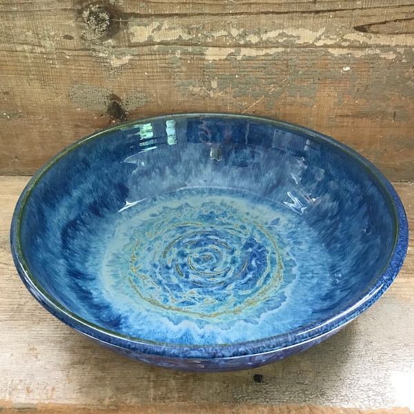 Shallow Fruit Bowl in Blue Surf glaze...dreamy to look at...perfect size for your fruit, pasta, salad, or any side dish