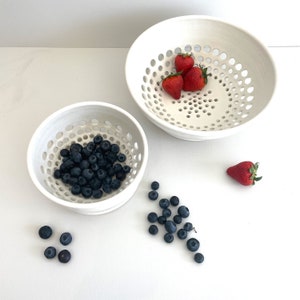 Elegant Berry Bowl and Plate Set in Farmhouse Matte White or Matte Black Glaze...in 4 sizes. image 1
