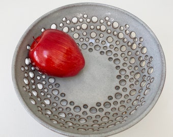 Earthy Fruit Bowl...a berry bowl for the minimalist in brown clay and light sepia grey glaze in 4 sizes.