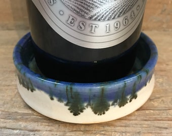 Wine Bottle Coaster made with clay...catch those nasty wine drips before they stain your countertop.