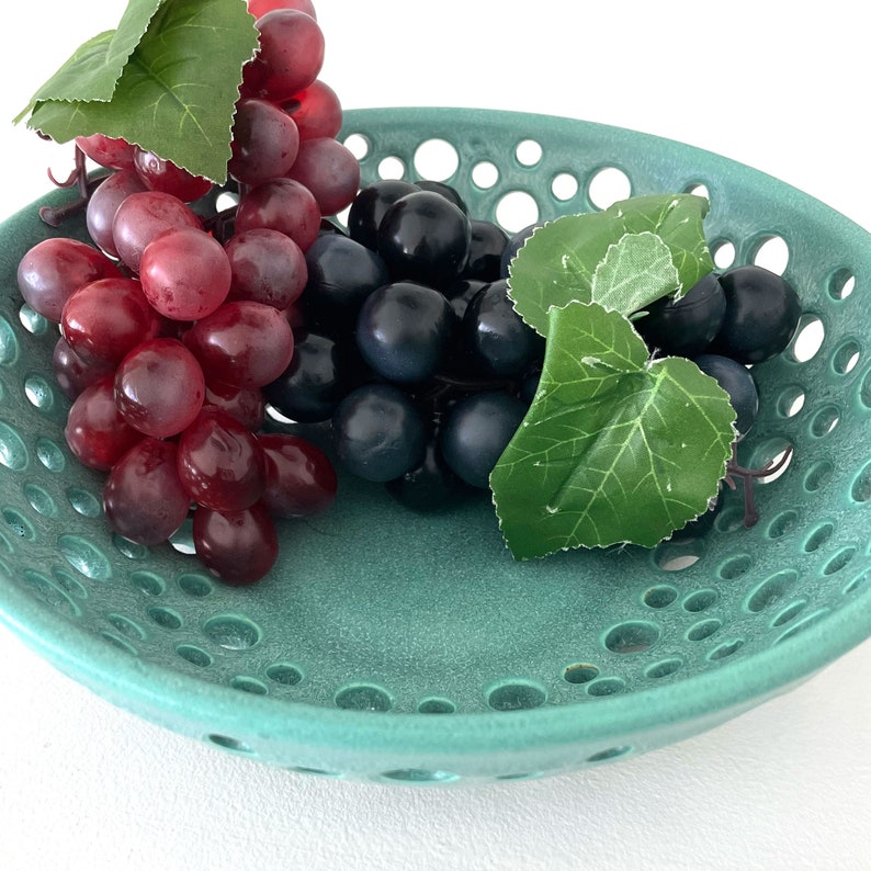 NEW...Fruit Bowl...a must for airing your avocados, pitted fruit or tomatoe's before they're ripe...in 4 glaze colors...and 3 sizes. image 2