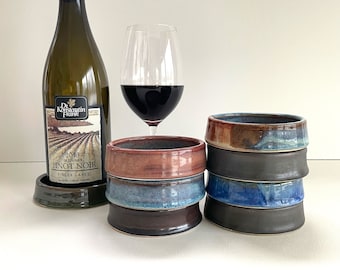 Wine Bottle Coasters-Fall and Winter Colors...catch those nasty wine drips before they stain your countertop-Handmade with Clay
