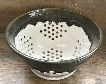 Extra Large Berry Bowl and Plate Set, wheel thrown made with clay..perfect for grapes, berries, tomatoes, avocados,  pitted fruits.